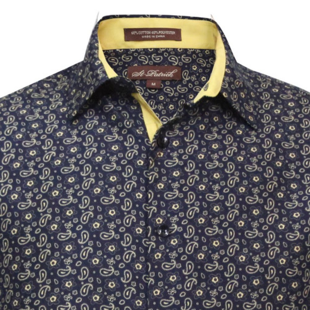 1X St. Patrick Navy Microfiber Long Sleeve Shirt XL - Picture 2 of 8